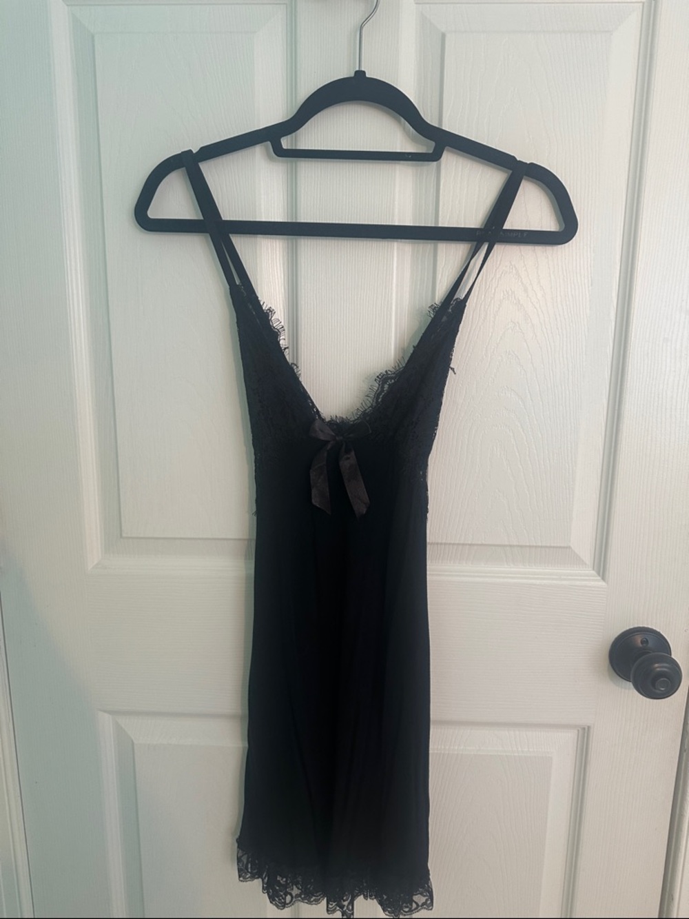 Black Lace Trim Slip Dress with Bow